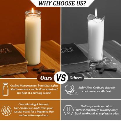 Trxvxo 12 PCS White Candles in Glass, 2 Inch x 8 Inch Unscented Prayer Candle,Suitable for Various Occasions Such as: Memorials, Religious, Catholicism, Churches, Altars, Vigils, etc.