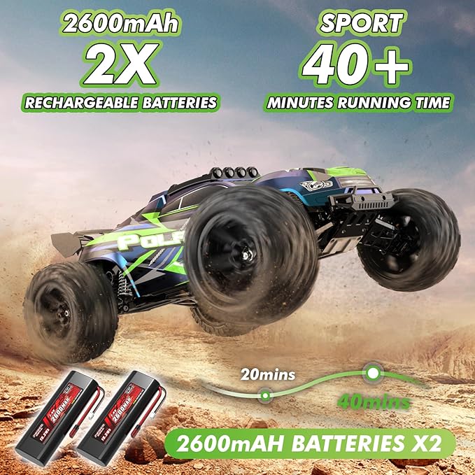 1:10 Big Rc Cars 18-InchFast Remote Control Car Trucks45+KM/H RC Off-Road Electric Truck Includes 2 Rechargeable 2600mAh Batteries Rc Cars for Adults &amp Boys