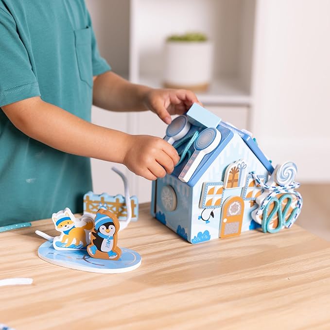 Melissa &amp Doug Winter Frost Wooden Gingerbread House Play Set for Boys and Girls 3+