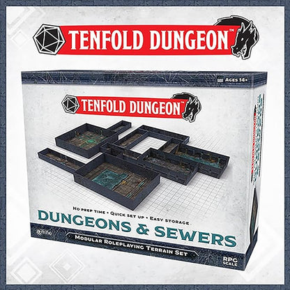 Gale Force Nine Tenfold Dungeon: Dungeons &amp Sewers - Modular Roleplaying Terrain Set &amp 5e RPG Adventure (GF9TFD02)