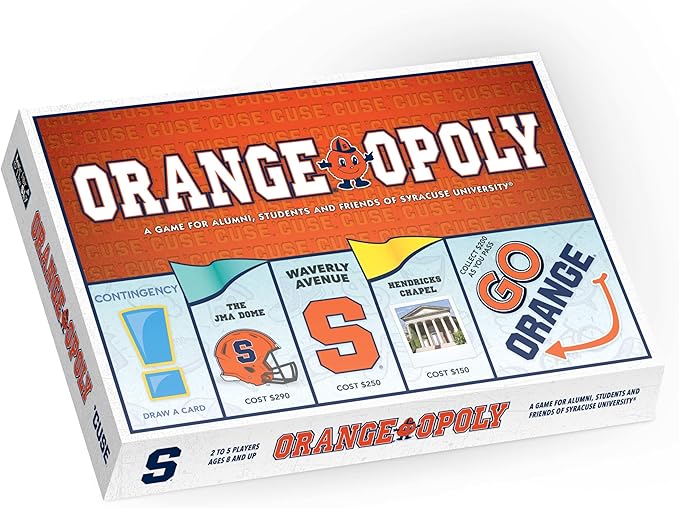 Late for The Sky Orange-opoly Syracuse University Board Game – Collegiate Campus Property Trading Family Party Game for Alumni Students Fans 2–6 Players Tokens Included