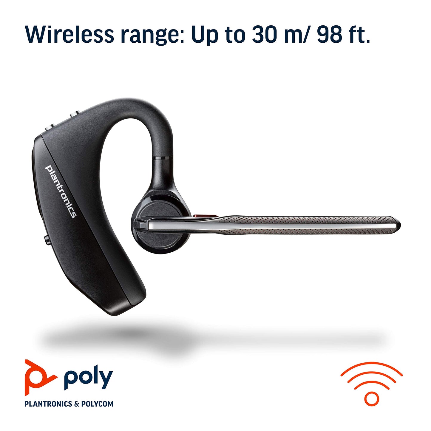 Plantronics - Voyager 5200 UC (Poly) - Bluetooth Single-Ear (Monaural) Headset - Compatible to connect to your PC and/or Mac - Works with Teams, Zoom & more - Noise Canceling