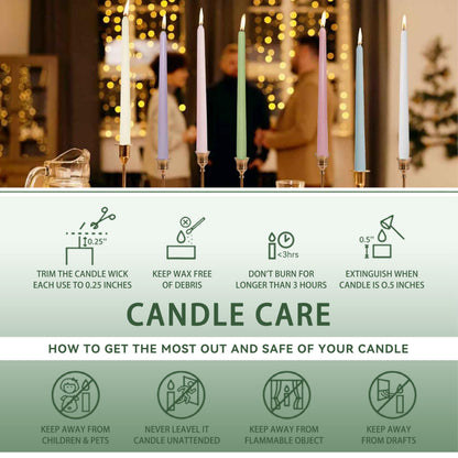10 Inch Rustic-Chic Sage Green Taper Candles Unscented Smokeless Sage Green Taper Candles Handmade Perfect for Weddings Dinner Parties Home Décor Farmhouse & Boho Style