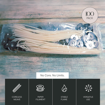EAP Innovations CD-3 Candle Making Wicks, Ideal for Vegetable-Based Waxes, Flat Braided, Coreless Wicks for Candle Making & Consistent Flame, 3" Length, Pack of 100