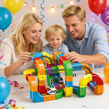 Electric Train Set 3D Magic Flexible Race Tracks for Kids Ages 4-8 123PCS Anti Gravity Race Track with Car for Toddler 3-5 STEM Educational Building Toy Gift for Boys &amp Girls