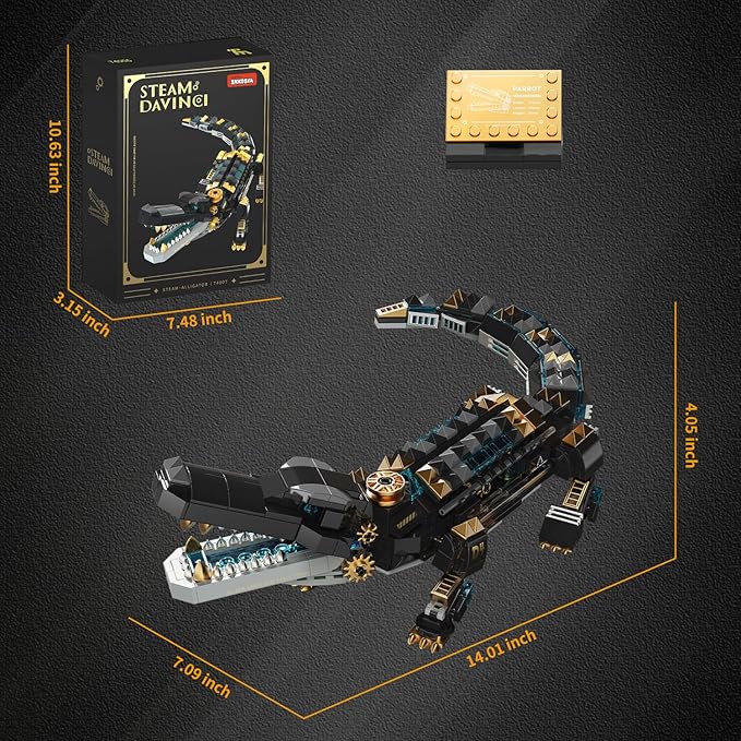 Crocodile Building SetsSTEM Dinosaur World Park Building ToySea Creatures Creativity Model Building KitMechanical Animal Brick SetBirthday Christmas Valentines Gifts for Kids Boys Girls 8+