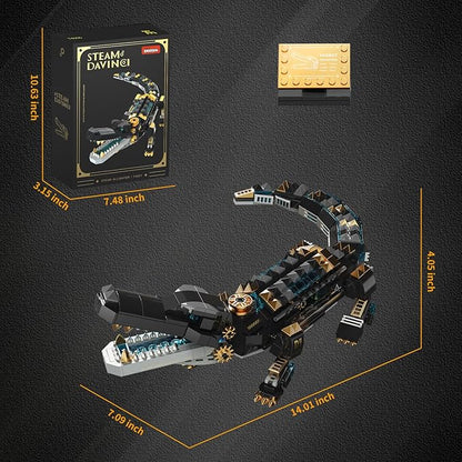 Crocodile Building SetsSTEM Dinosaur World Park Building ToySea Creatures Creativity Model Building KitMechanical Animal Brick SetBirthday Christmas Valentines Gifts for Kids Boys Girls 8+