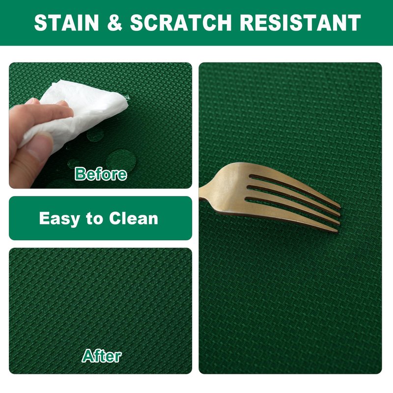 Biscaynebay Textured Fabric Christmas Square Table Cloth 60x60 Inch, Hunter Green Water Resistant Spill Proof Tablecloths for Dining, Kitchen, Wedding and Parties etc. Machine Washable