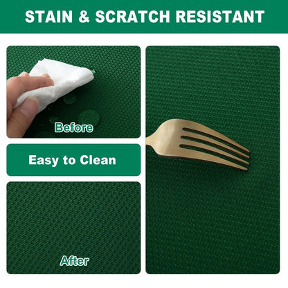 Biscaynebay Textured Fabric Christmas Square Table Cloth 60x60 Inch, Hunter Green Water Resistant Spill Proof Tablecloths for Dining, Kitchen, Wedding and Parties etc. Machine Washable