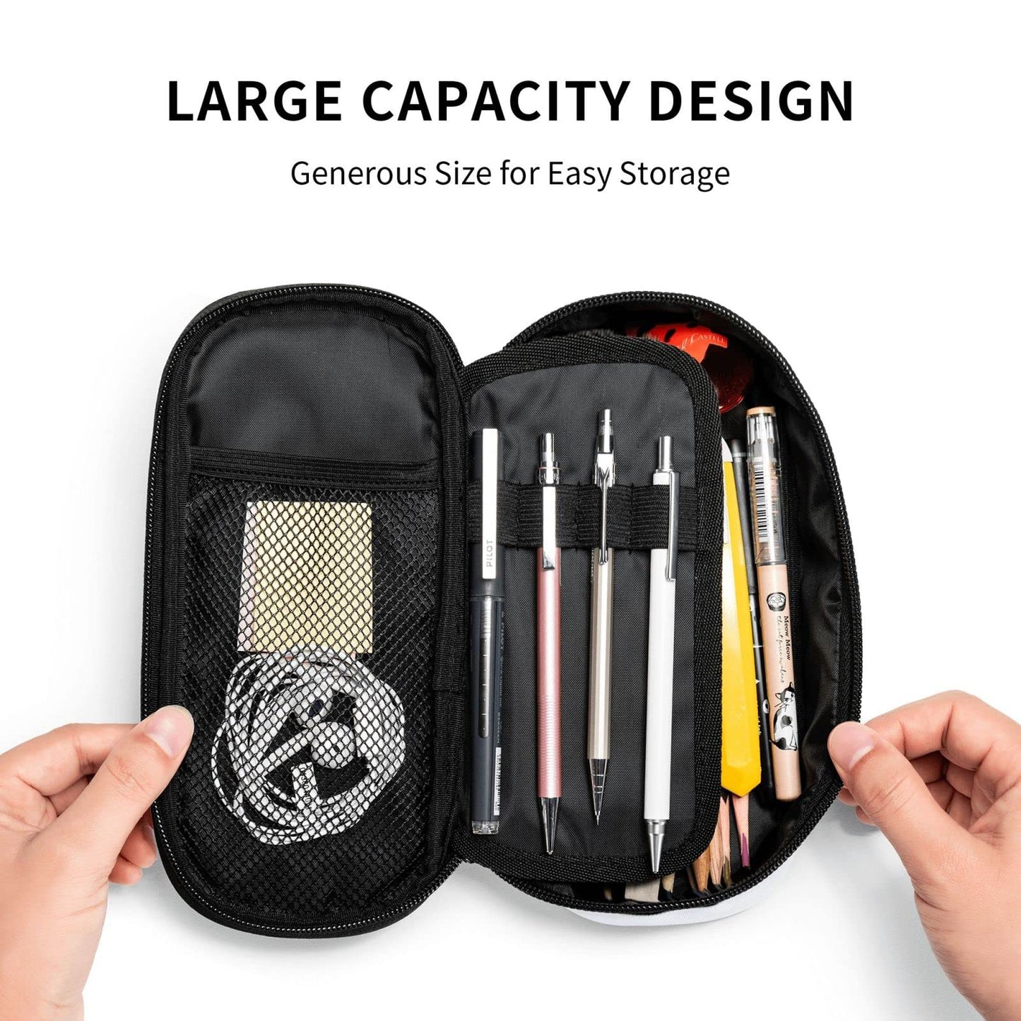 Geoocii Bee Large Capacity Pencil Case Organizer Pencil Pouch Stationery With Zipper School Supplies Pencil Bag For Girls Boys Teens Adult Office