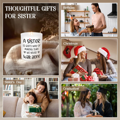 TEEZWONDER Sister Gifts for Women - Never Walk Alone Long Lasting Vanilla Lavender Candle 10 oz - Christian Birthday Gifts for Sisters from Sister, Candle for Women