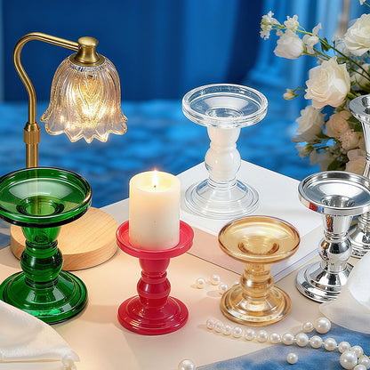 uxcell 11 cm Glass Candle Holder for Taper/Column Candles, Candle Holders Tealight Stand Candlestick for Tealight Wedding Table Centerpiece Home Decor, Green