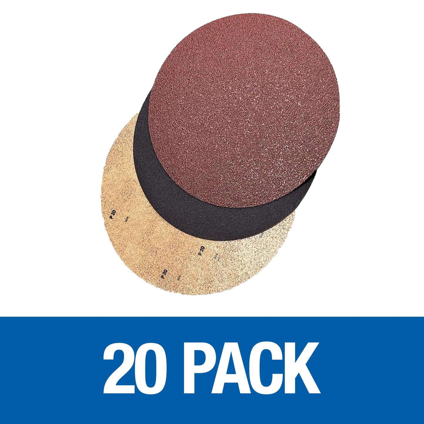 Mercer Industries 44817020 Silicon Carbide Floor Sanding Disc, Double Sided, 17" x No Hole, Grit 20Comb, 20-Pack