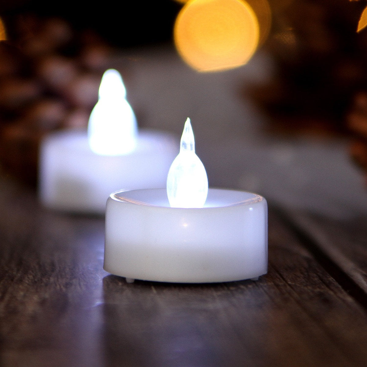 AGPTEK® Timer Flickering Flameless LED Candles Battery-Operated Tealights for Wedding Holiday Party Home Decoration 24pcs(Cool White)