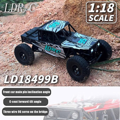 LDRC 18499 RC Climbing Car 1/18 Full Proportion Rc Offroad 4x4 Crawler Pipe Rack Vehicle Cars Model RTR (Blue)