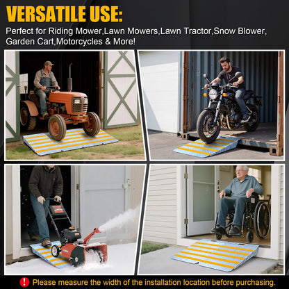 Otoolling 29" x 48" Heavy-Duty Shed Ramp for Riding Mower, Loading Ramps for Sheds Garage Threshold Doorway Lawn Mowers Tractor Snow Blower Wheelchairs Garden Cart, Anti-Slip Punch Plate