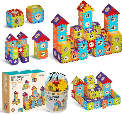 Building Blocks for Toddlers &amp Kids 186 Pcs Toy Building Sets – Colorfull STEM Educational Toys – Interlocking Building Blocks for Toddlers and 3+ Age Kids