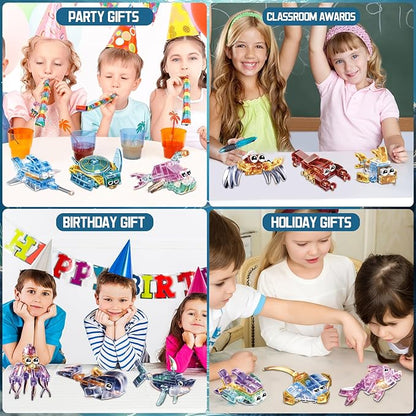 12 Piece Set of Marine Animal Building Blocks Suitable for Goodie Bags Stocking Stuffer Classroom prizes Birthday Gifts Boys' and Girls' Toys 12 in one Building Block Set
