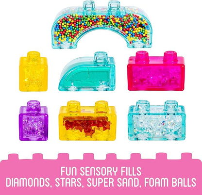 Jelly Blox Classic Castle Set | Includes 45 Pieces | Toddler &amp Preschool Building Blocks Kids Can Squeeze Stretch Squish | MESH ACCREDITED | Safety Tested &amp Ouch-Free | Sensory Play Toy for