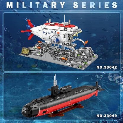 Reobrix Jiaolong Submarine Building Set for Adults Military Submarine Ship Toys with Lights 33042 Cool Decor Battleship Boat Model Kit Army Toy Gifts for Men Kids Aged 14+
