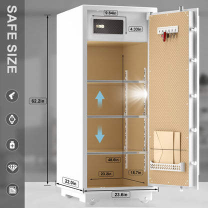 Extra Large Safe - TIGERKING 17.6 Cubic Feet Big Safes Box with Double Safety Key Lock & Separate Lock Box. Heavy Duty Large Home Safe wth 3 Removable Shelves, Perfect for Home, Hotel, Office, Garage