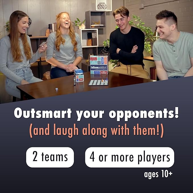 Idiom Addict Decipher The Gibberish Phrase 2400 Funny Brain Teasers Large Group Party Game for 4+ Players