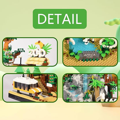 Zoo Micro Building Blocks Set Desert Wildlife Animals Park Building Kit with Lions Elephants Zebras and Safari Truck Home &amp Office Decor Birthday for Adults and Age 14+ (4800PCS)