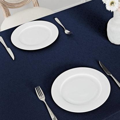 Veblandy Rectangle Tablecloth Waterproof 60x120 inch Linen Textured Table Cloth Stain and Wrinkle Resistant Washable, Decorative Fabric Table Cover for Dining, Party and Camping, Navy Blue