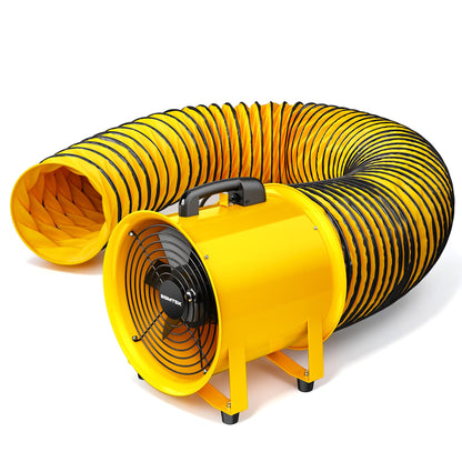 BSMTEK 12 Inch High-Velocity Air Mover Blower Fan, 3500CFM 550W with 33FT Duct Hose, Low-Noise Industrial Portable Ventilator Blower for Basements, Workshops, Warehouses, Confined Spaces