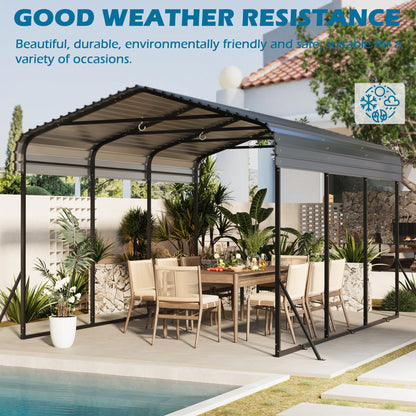 10x15 Carport Heavy Duty, Metal Carport with Galvanized Steel Roof, Metal Car Garage Multi-Use Shelter Outdoor Portable for Car, Boat, Pickup and Tractor