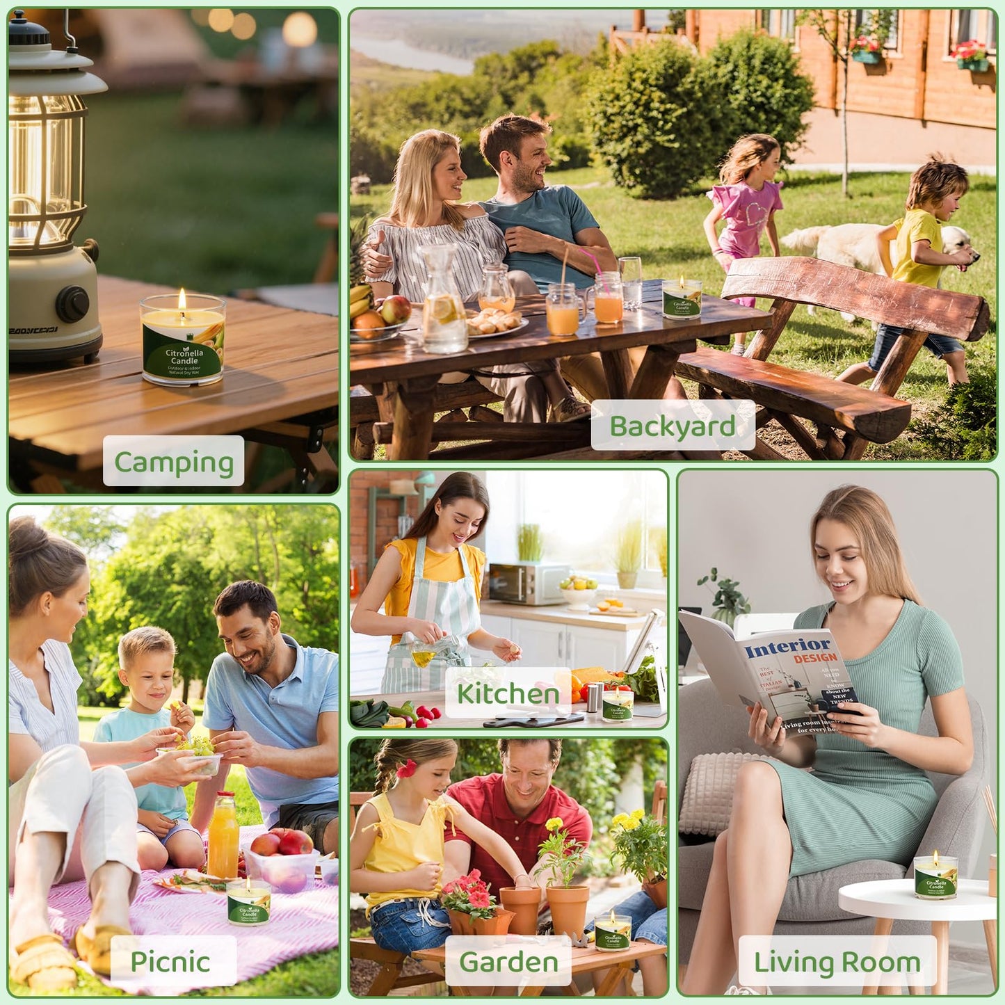 Citronella Candles Outdoor, 12 Pack Citronella Candles, 180 Hours Long Lasting Burn Time, Natural Soy Wax, Indoor & Outdoor Candle for Patio, Camping, Garden, Yard, Balcony, Summer Party, Home