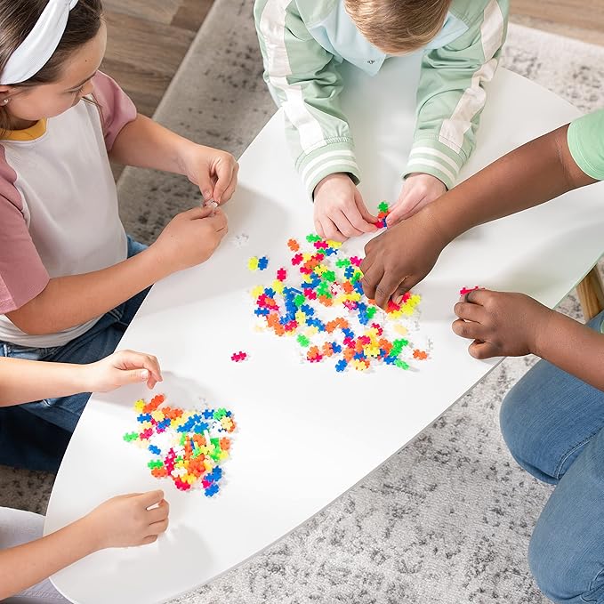 PLUS PLUS 600 Piece Interlocking Building Blocks for Kids Open Ended Connecting Toys STEM Bin Classroom Mini Manipulatives Play Tube - Neon Color Mix