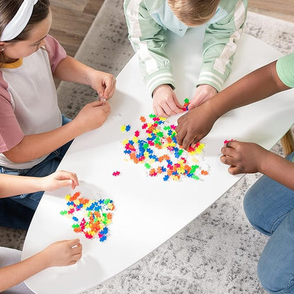 PLUS PLUS 600 Piece Interlocking Building Blocks for Kids Open Ended Connecting Toys STEM Bin Classroom Mini Manipulatives Play Tube - Neon Color Mix