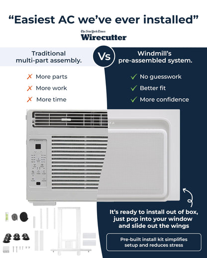 Windmill Window Air Conditioner - Quiet & Smart. Easy Install, Voice-Enabled, Remote & App Control AC Unit - 12,000 BTU Inverter w/WhisperTech