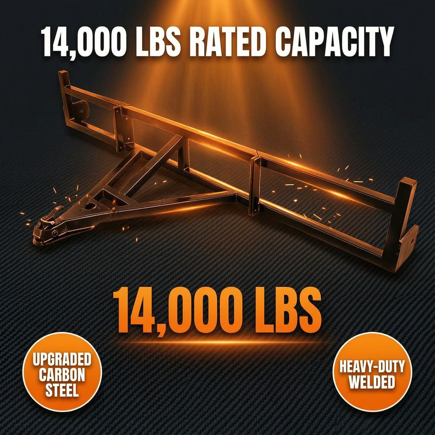 Shipping Container Tow Bar Kit - 14,000 LBS Heavy Duty Tow Hitch with Manganese Steel & Split Design for 20ft/40ft Containers (Tow bar for 100.2" Container)