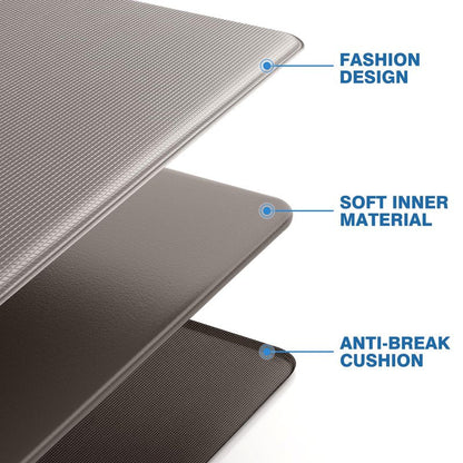StepRite Kitchen Mats, 2PCS Kitchen Rugs, Cushioned Anti Fatigue Kitchen Mats for Floor, Non-Slip Standing Desk Mat, Waterproof Kitchen Rug Set for Kitchen, 20" x 32"+20" x 48"-0.47 inch Thick, Khaki