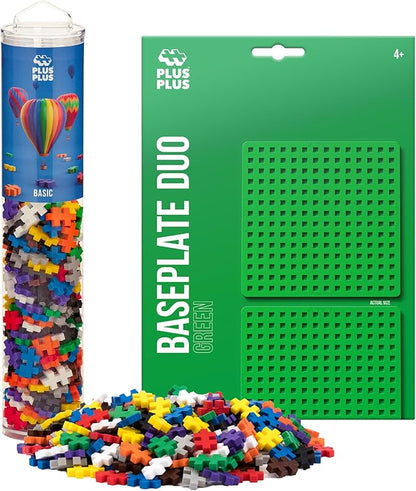 PLUS PLUS 240 Piece Interlocking Building Blocks for Kids Open Ended Connecting Toys STEM Bin Mini Manipulatives - Basic Mix Play Tube &amp Baseplate