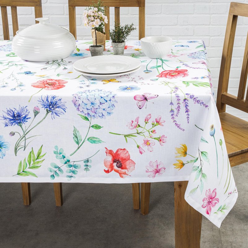 Maison d' Hermine Table Cloth Rectangle Table 100% Cotton 60 x 90 Inches Tablecloth Reusable Decorative for Dining Kitchen Room Farmhouse Home Gifts for Mothers Day Spring Summer - Just Floral