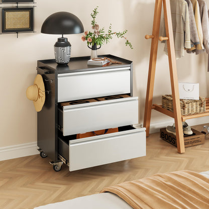 Aobabo Metal Rolling Tool Storage Cabinet with Drawers, Side Pegboards, Left Handle, Lockable Casters, Garage Workshop Utility Cart, 18.11 D x 30.3 W x 35.4 H Inches,Assembly Required