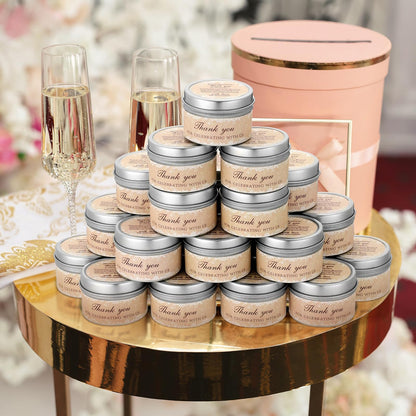 Lounsweer 24 Pcs Wedding Favors for Guests Lace Candles Gifts 1.2 oz Lavender Scented Appreciation Candles Gifts Wedding Shower Party Favor for Guests Thank You Anniversary Souvenirs Tealights Candle