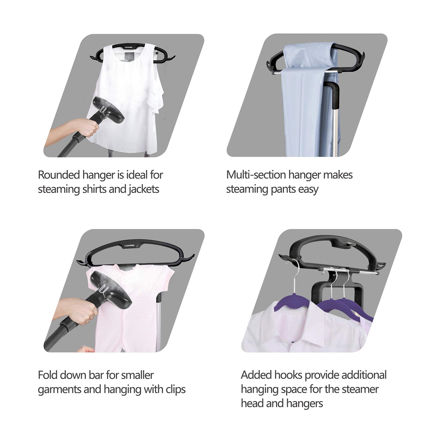 SALAV Limited Edition Professional Series Dual Bar Garment Steamer with Foot Pedals, Stainless Steel Steam Plate, Retractable Power Cord, 1.8L (60.8 oz) Water Tank, 1500 watts, 60+mins of Steam