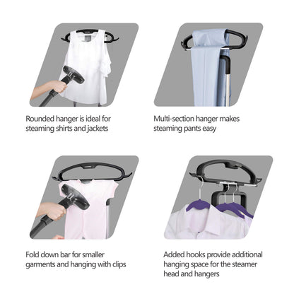 SALAV Limited Edition Professional Series Dual Bar Garment Steamer with Foot Pedals, Stainless Steel Steam Plate, Retractable Power Cord, 1.8L (60.8 oz) Water Tank, 1500 watts, 60+mins of Steam