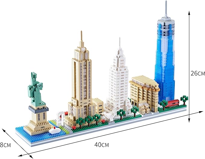 New York Skyline City Building Micro Building Block Set Home and Office Decoration Creative Gift for Adults（3452 PCS）