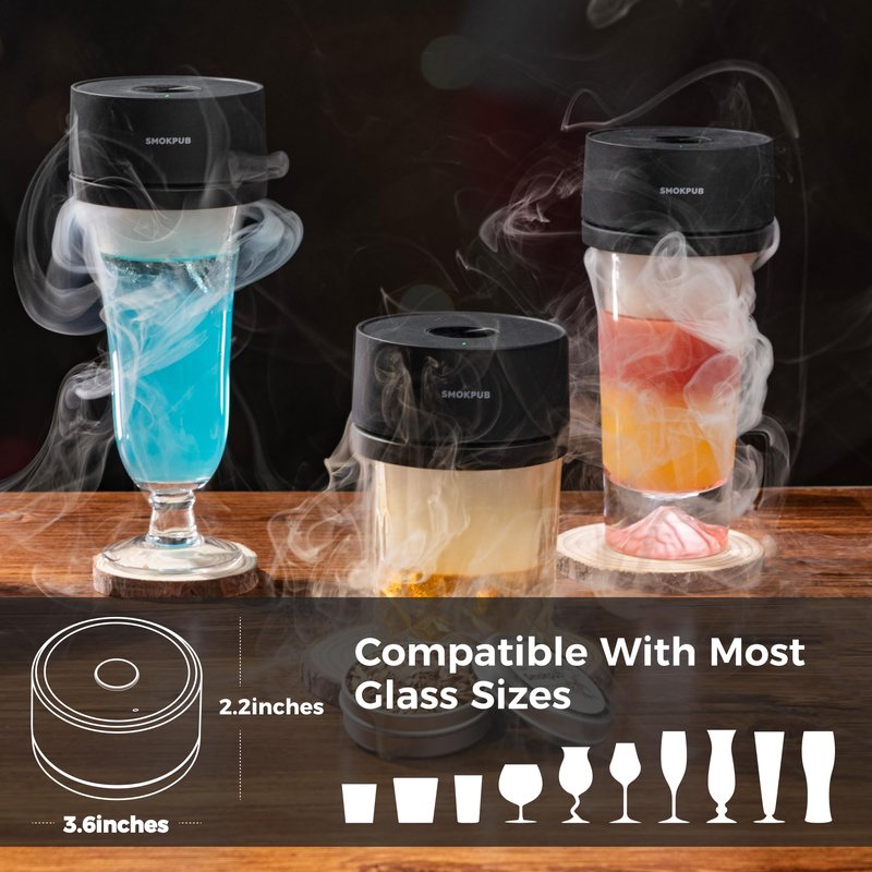 SMOKPUB Electric Whiskey Smoker Kit, Rechargeable Cocktail Smoker with 6 Wood Chips, Flameless Heating System, Old Fashioned Drink Smoker Kit, Bourbon Whiskey Gifts for Men,Dad,Husband