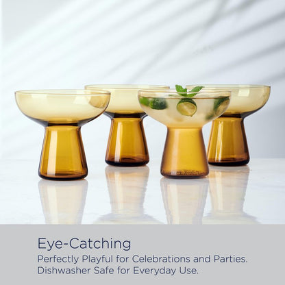 Mikasa Phoebe Margarita Cocktail Glass, Set of 4, Amber