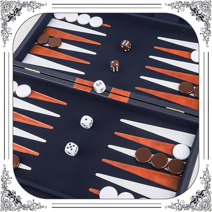 Froggod 15 inch Backgammon Sets for Adults - Classic Board Game for Adults - Portable Travel Backgammon Set for 2 Players - Perfect Adult Board Games for Gifts &amp Family Fun(Blue)