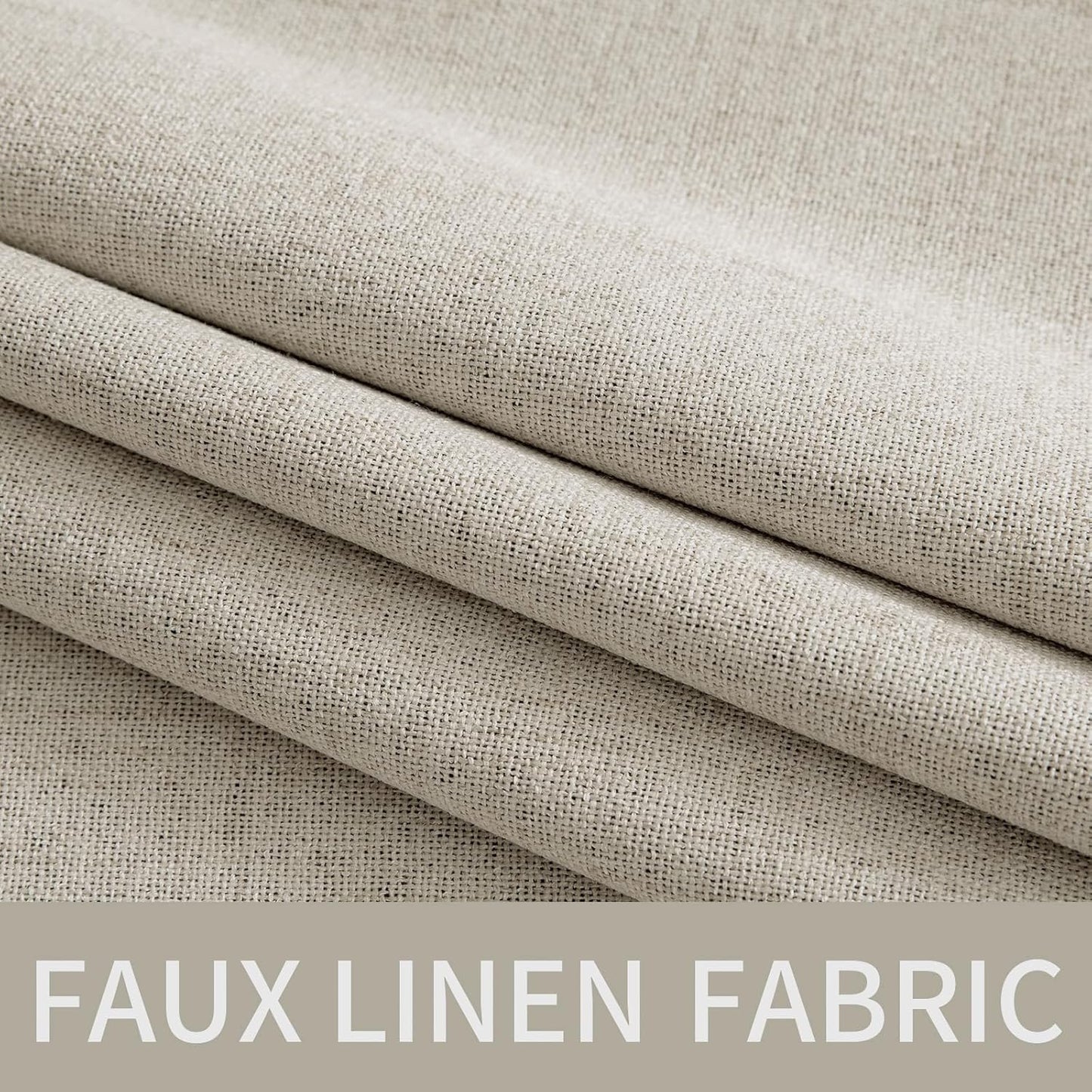 MIULEE 100% Blackout Linen Curtains - Thermal Insulated Grommet Drapes for Bedroom & Living Room | 52 x 96 Inch (2 Panels)