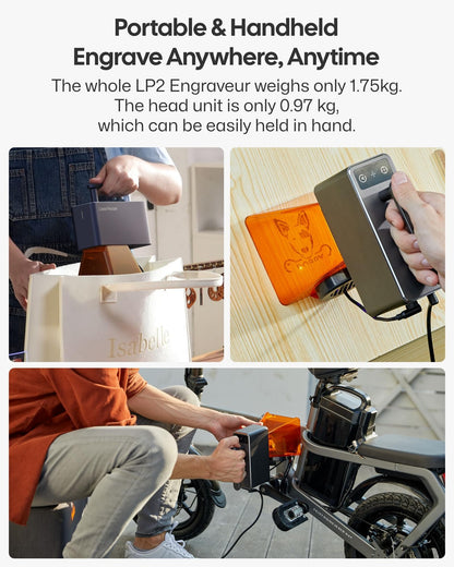 LaserPecker LP2 Laser Engraver with Roller, Portable and Handheld Laser Engraving Machine for Wood Metal Leather Acylic Engraving Laser Cutter, Suit Set with Versatile Rotary Roller