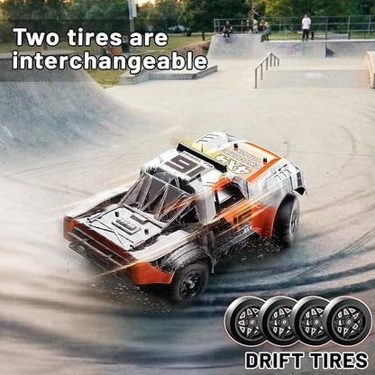 1:16 Beginner RC Cars4WD Drift All Terrain Remote Control Car Short Course RC Truck Up to 36 km/h2.4GHz RTR 2×7.4V 1300mAh Batteries 2 Tire Sets  Metal Drivetrainfor Adults and boys age 8-12