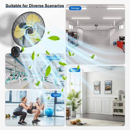 Uthfy 20 Inch Wall Mount Fan, High Velocity Max.7200 CFM Industrial Wall Fan, Heavy Duty Oscillating Fan with 3 Speeds, Outdoor Fan for Garage, Workshop, Patios, Commercial, Indoor Use, ETL Certified